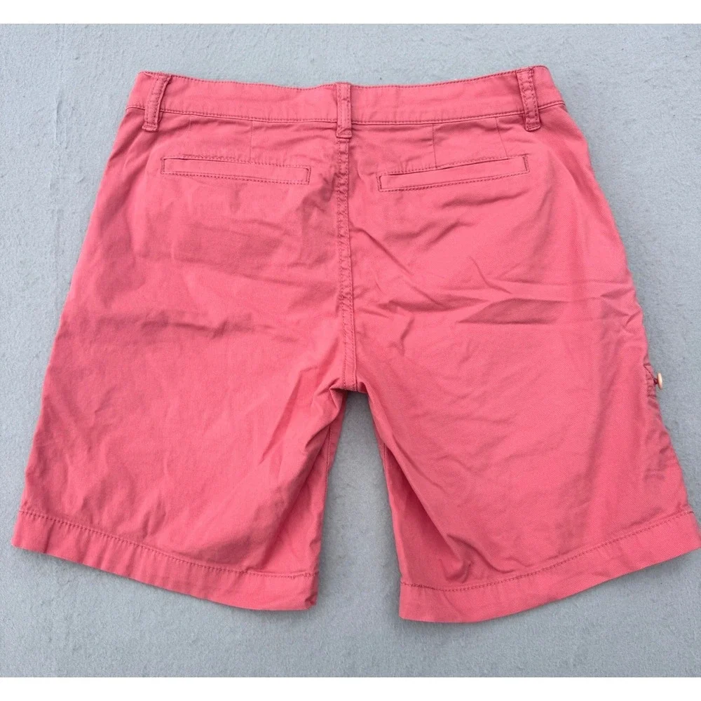 TORY BURCH Chino Roll Up Shorts Womens 26 Coral Pink Stretch Cotton 10151245